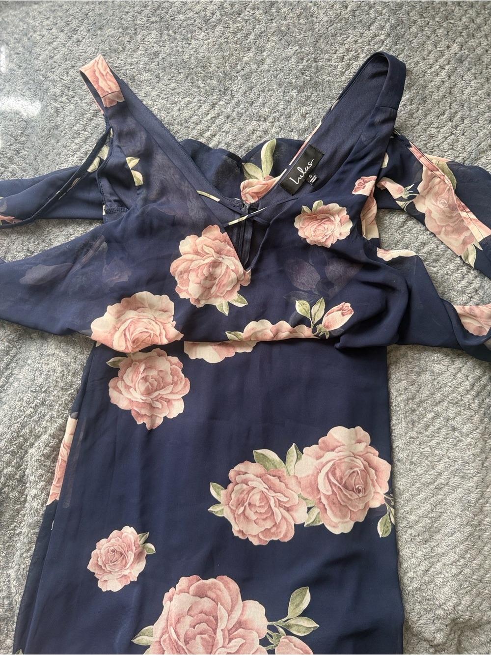 Lulu's Navy Floral Dress with Pink Roses